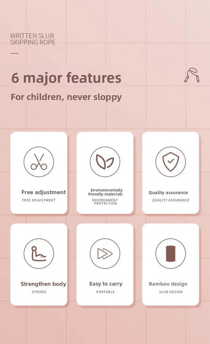 Exam Prep Student Jump Rope – Bamboo Soft Beads Anti-Tangle Design, Ergonomic No-Knot Rope for School Entrance Tests