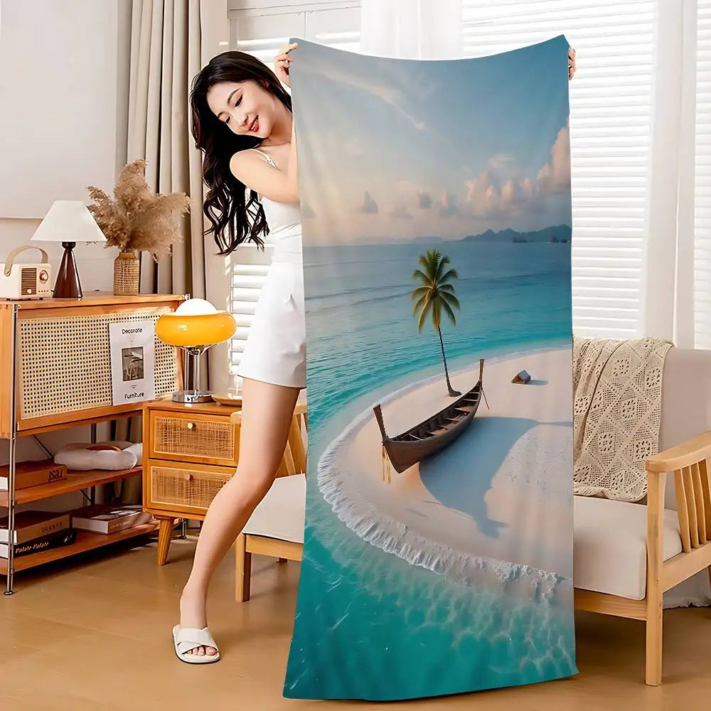 Beach Ocean Wave Anime Beach Swimming Towel Soft Absorbent Washcloth Children's Gifts For Kids Travel Camping Gym