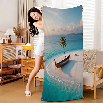 Beach Ocean Wave Anime Beach Swimming Towel Soft Absorbent Washcloth Children's Gifts For Kids Travel Camping Gym