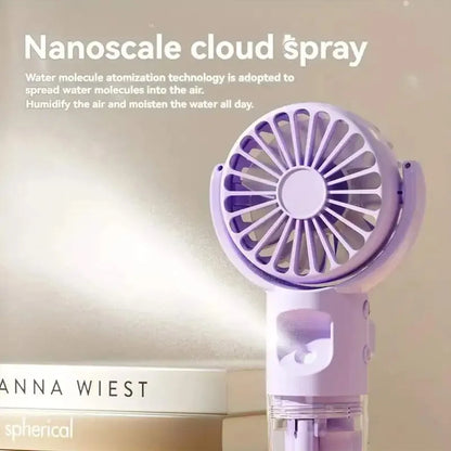 Mini Portable Handheld Fan With Spray Mister Humidifier USB Rechargeable Handheld Fan Adjustable Silent Water Spray Mist Fan