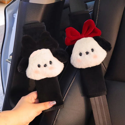 1pc Cute Cartoon Bow Dog Car Seatbelt Cover Seat Belt Harness Cushion Auto Shoulder Strap Protector Pad for Children Women