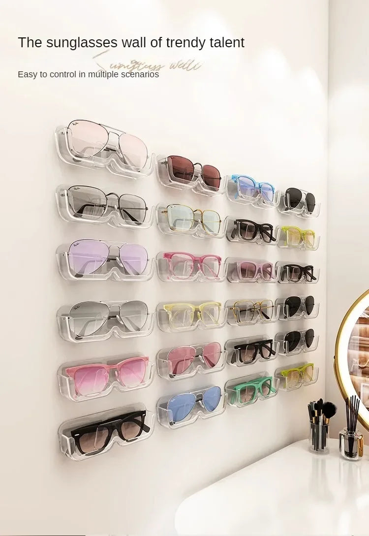 10PCS Eyeglasses Organizer Premium Sunglasses Display Case Wall Mounted No-Punch Sunglasses Organizer Home Organization