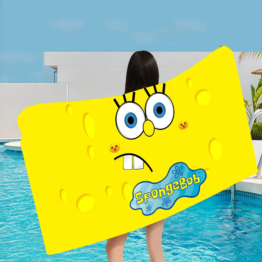 S-SpongeBobs Cartoon Beach Towels Shower Towel Sauna Travel Spa Microfiber Quick Dry Gym Accessories Cute Room Decor