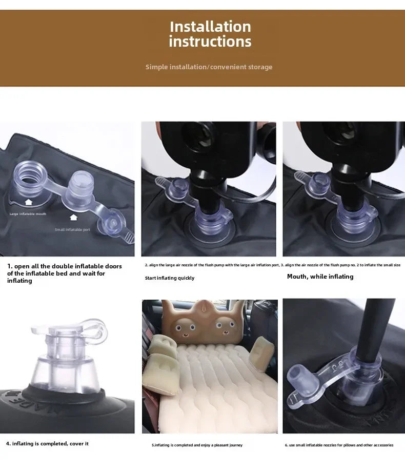 Airbed Household Outdoor Single Double Air Bed Thickened Folding Inflatable Convenient Mattress Sleep Rest for Car SUV Travel