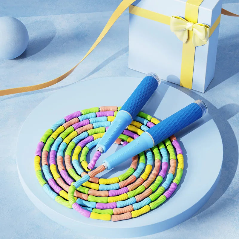 Bamboo Segmented Jump Rope With Soft Bead Handles Tangle-Free Design For School Sports Kids Home Fitness Training Equipment