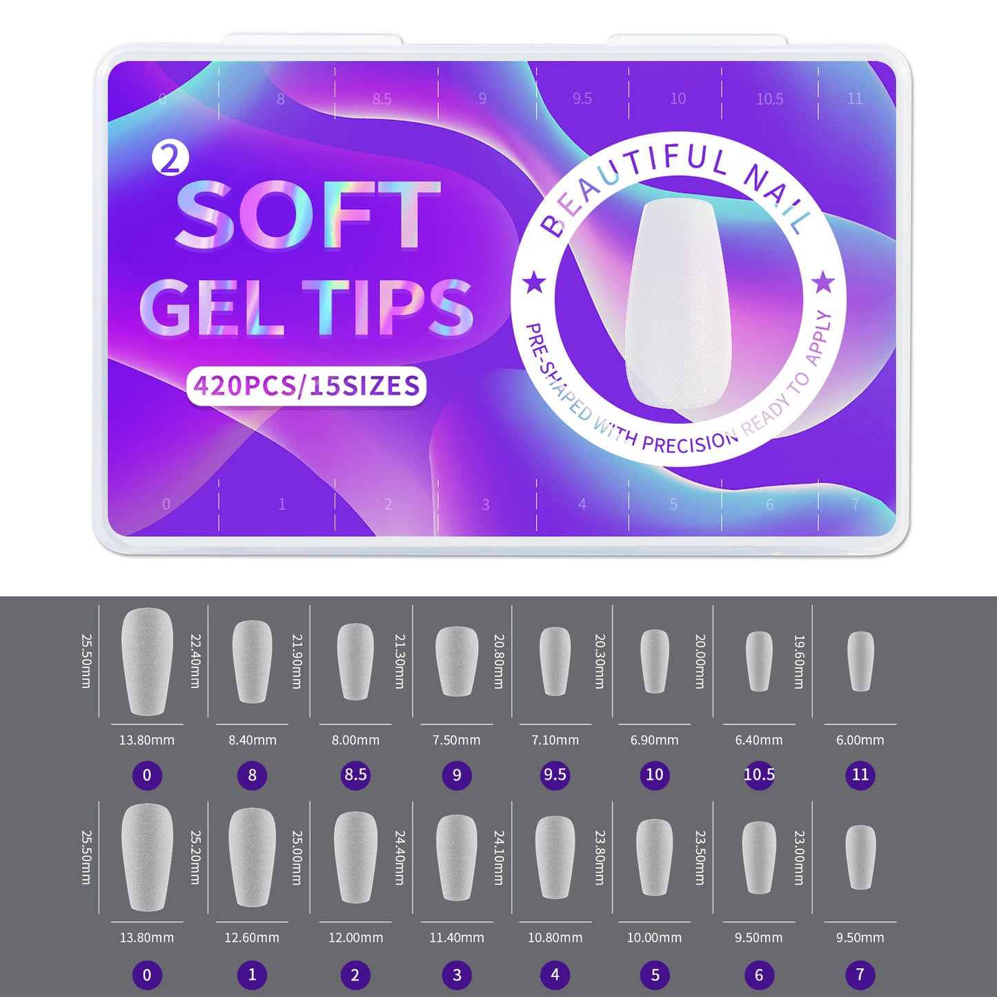420pcs/box Frosted Version False Nails Press On Acrylic Nails Almond Mixed Size Short Style Ultra Thin Traceless Nail Tips