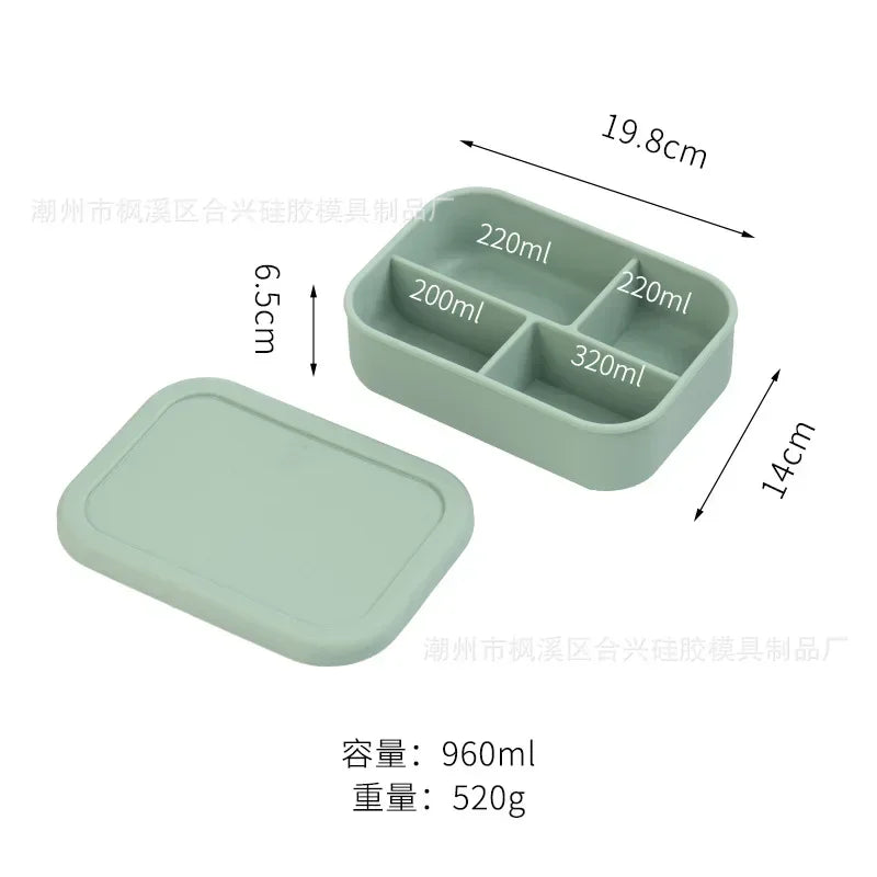 New Square Silicone Bowl Baby Food Supplement Box Teenager Lunch Box With Lid Fresh-Keeping Dustproof Microwave Refrigerator
