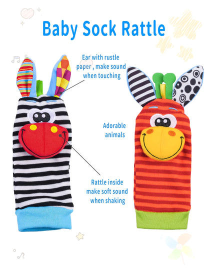 1PairBaby Toys 0-6-12 Months Cute Stuffed Animals Baby Rattle Socks Wrist Baby Rattles Newborn Toys Make Sounds Games For Babies