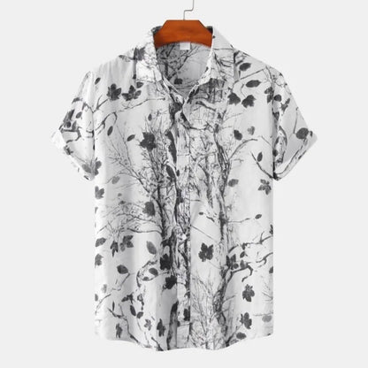 Ethnic style men's shirt Leisure beach breathable button shirts Outdoor street fashion short sleeved men's lapel Hawaiian tops