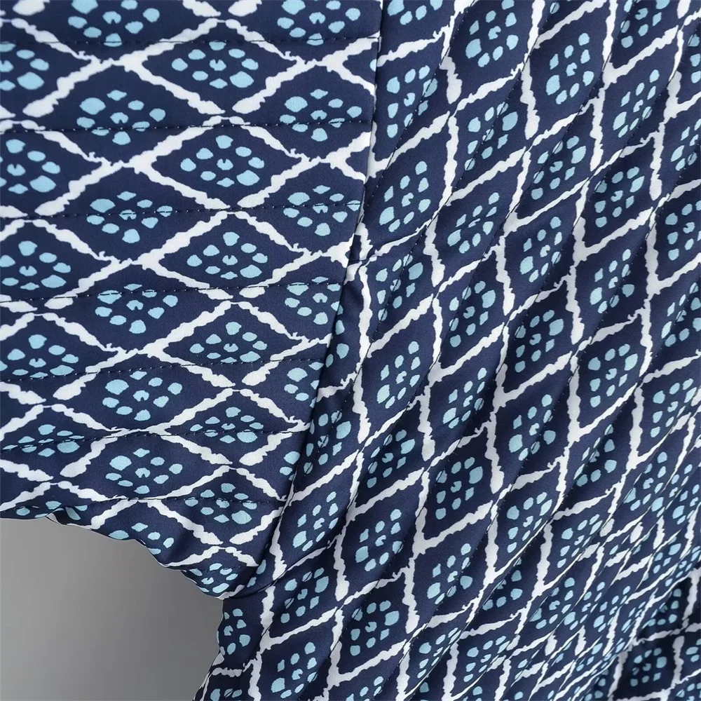 PB&ZA2024 Autumn New Women's Fashion Style Versatile Quilted Cotton Printed Loose Cotton Clothes Cotton Jackets