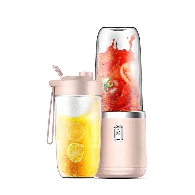 Portable Juicer Blender 14oz for Lemon Orange Fruit Juicing Cup Smoothie Blender Machine 1/2cups with 6 Blades USB Rechargeable