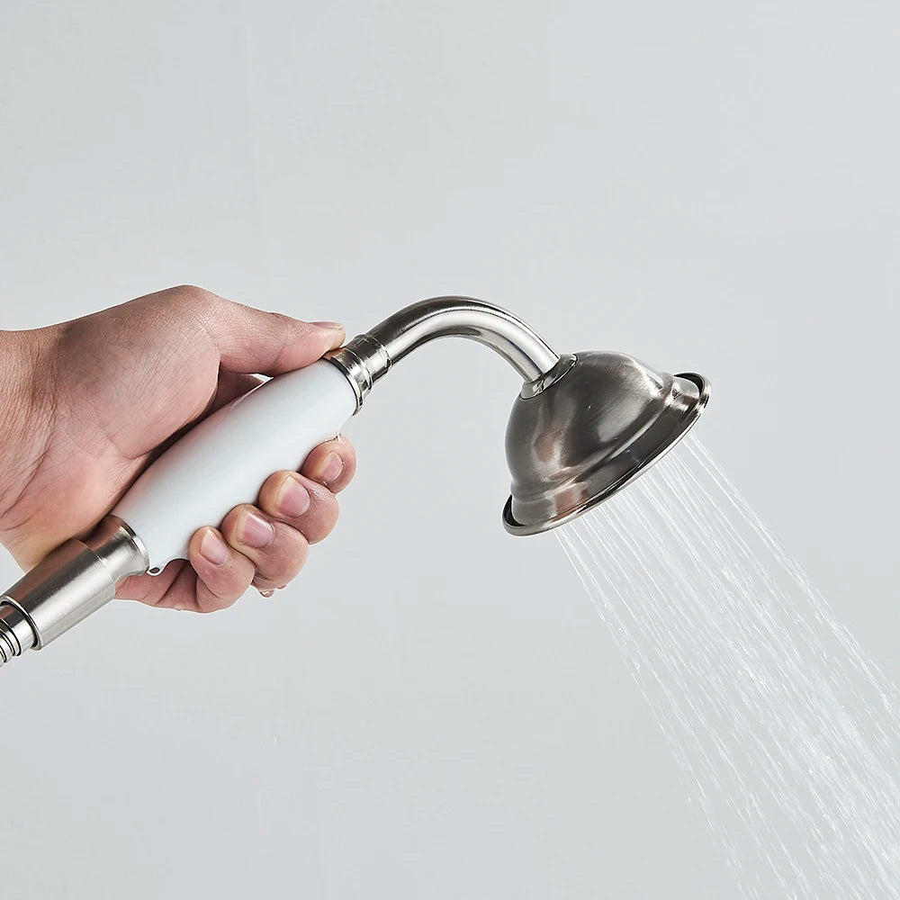 Brushed Nickle Hand Held Shower Head Handshower Head 100% Copper Head Faucet Accessory Single Function Shower Head Shower Hose