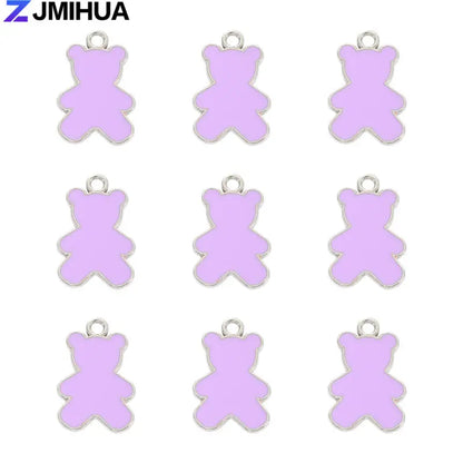 15pcs Enamel Charms Cute Bear Pendants Charms For Jewelry Making Supplies DIY Handmade Earrings Bracelets Findings Accessories
