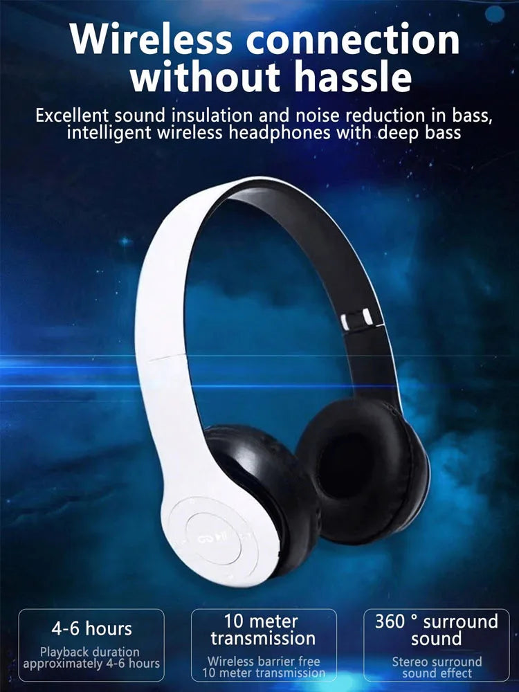 Headset Stereo Wireless Headset, Foldable Gaming Headset, Bass-heavy Wireless Sports Headset