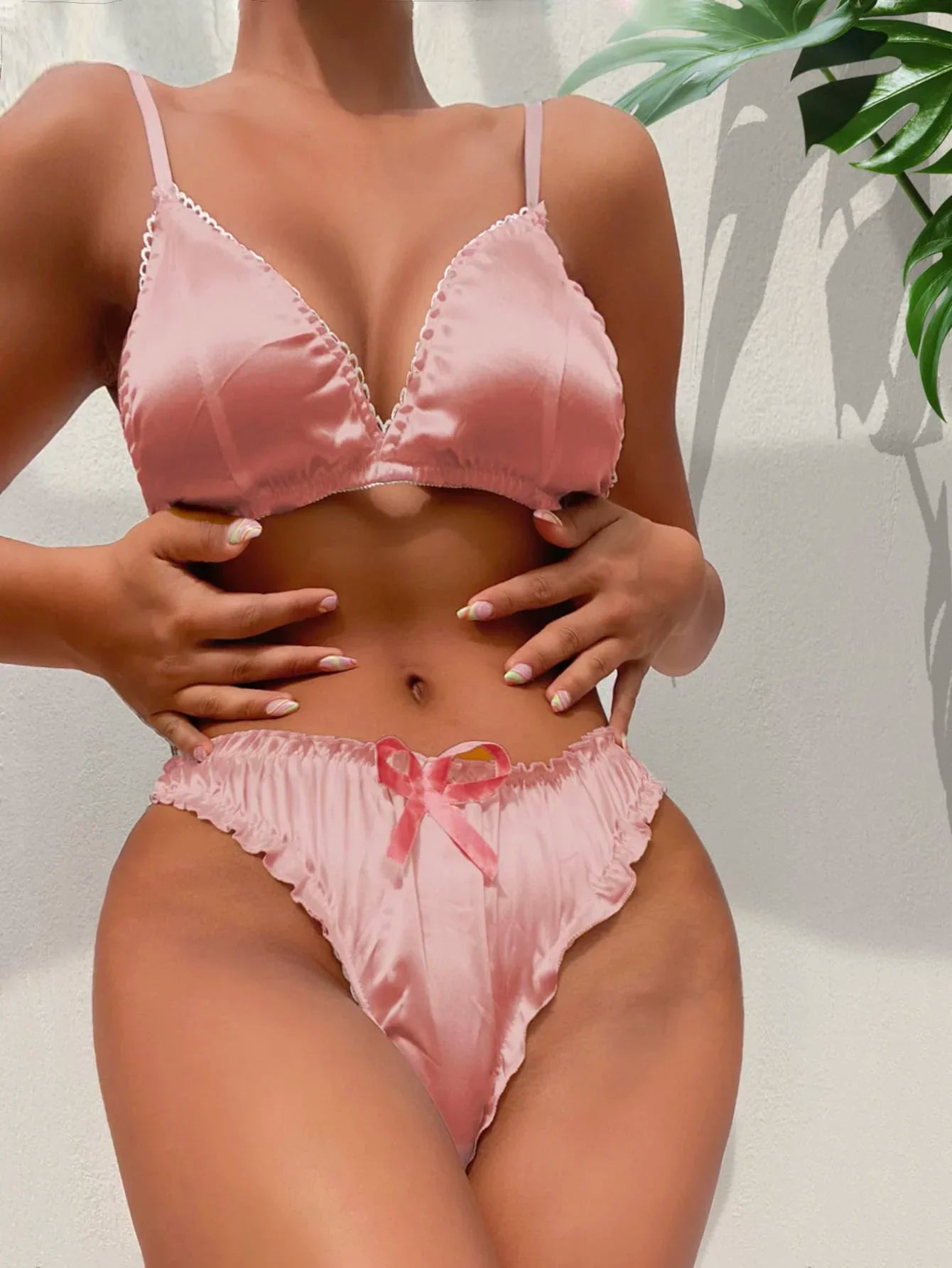 Women's Erotic Lingerie Suit Bowknot Sexy Wire Free Lingerie Underwear Two Piece Female White Set Set Sexy Lingerie Woman's Bra