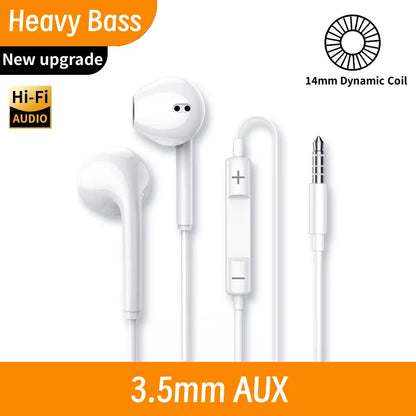 Type C Wired Headphones For Xiaomi 15 14 13 12 11 Redmi Phone 3.5MM Earphone For Huawei Samsung Earbuds Laptop With HD Mic