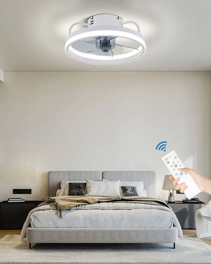 Smart Bedroom Ceiling Fans with Remote Control Low Profile 33CM 55W Dimmable LED Ceiling Fan with Lights  6 Wind Speeds Timing