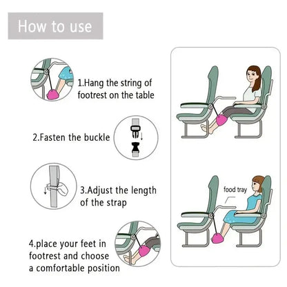 Airplane Footrest With Adjustable Strap, Portable Hammock Leg Rest, Perfect Travel Accessories