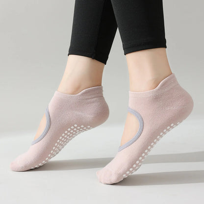 Bandage Yoga Socks for Women Pilates Ballet Dance Cotton Socks Non-Slip Woman Sport Sock Gym Workout Slipper Running Grip Sock