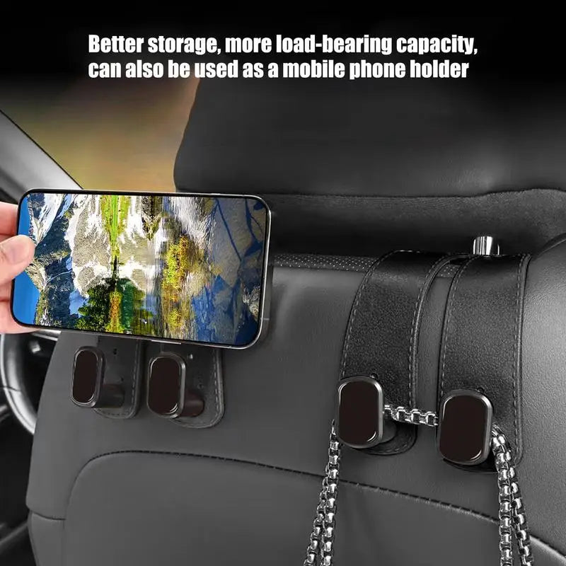 Car Seat Headrest Hooks 2 In 1 Soft Leather Car Seat Back Hook For Purse & Bag Backpack Double Hook Car Seat Hanger Accessories
