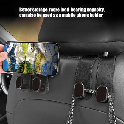 Car Seat Headrest Hooks 2 In 1 Soft Leather Car Seat Back Hook For Purse & Bag Backpack Double Hook Car Seat Hanger Accessories