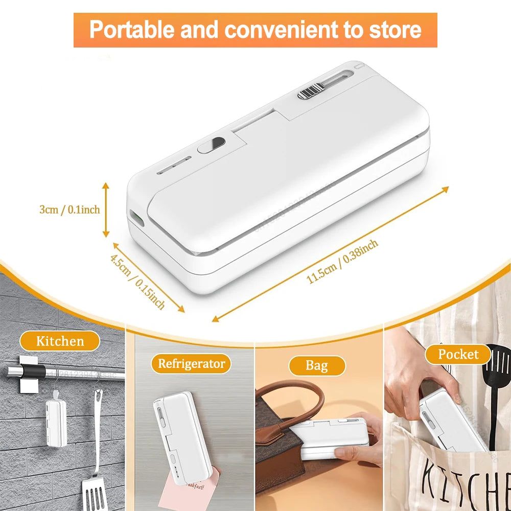 Plastic Bag Sealer Mini Portable Sealing Machine Handheld Package Sealer Rechargeable Plastic Bag Heat Sealer for Packaging Food