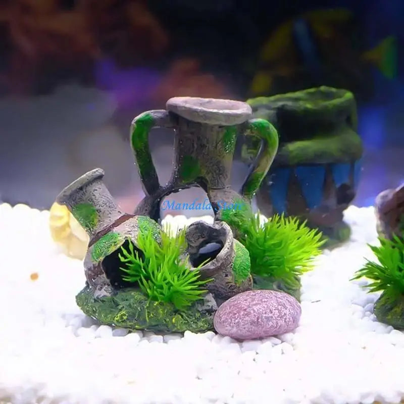 U2JC Fish Shrimp Tanks Broken Crock Ornaments Aquariums Landscaping Figurine