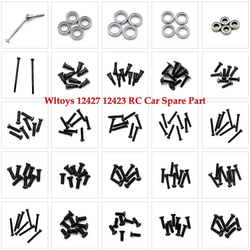 12428 Original Parts 0090-0129 Wltoys 12427 12423 RC Car Spare Part Bearing/Screw/Differential/Servo/Nut/Motor/USB Charger/Light