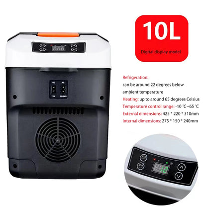 10L Car Refrigerator Mini Fridge Vehicle And Home Use Dormitory Truck Cold And Hot Dual-Use Temperature Control Digital Display