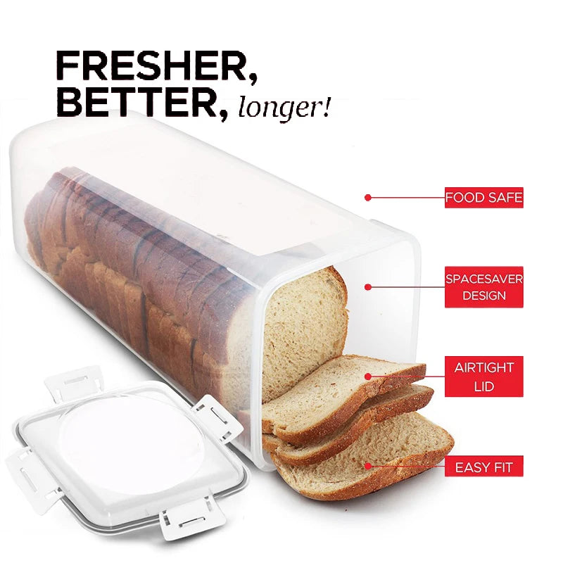 Bread Loaf Container Clear Airtight Bread Box With Lid Sandwich Bread Holder For Homemade Bread Tall Bread Saver For Kitchen