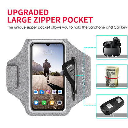 HAISSKY Zipper Pocket Running Sports Armband For iPhone 16 15 14 13 12 11 Pro Max 15 Plus Belt On Hand Phone Brassard Bags