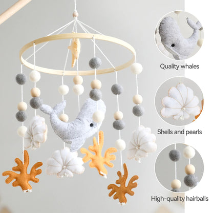 Baby Crib Mobiles Rattle Toy 0-12Months Soft Felt Whale Ball Bed Bell Newborn Music Box Bed Bell Crib Hanging Toys Infant Toys