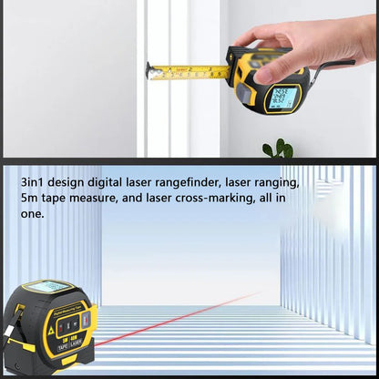 Laser Tape Measure 3 In 1 Digital Tape Measure High Precision Laser Rangefinder Steel Tape Measure High Elasticity