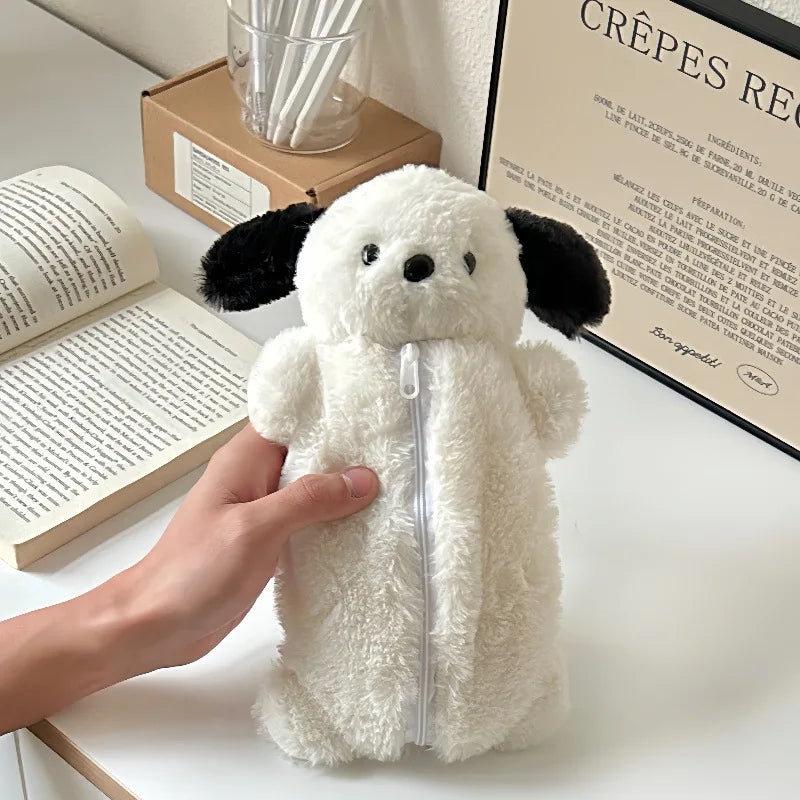 Korea Style Puppy Pencil Case Soft Plush School Stationary Big Capacity Pen Bag For Student Kawaii Stationary