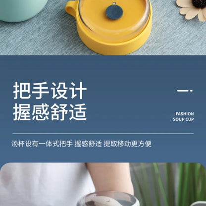 500ML Portable Breakfast Cups Oatmeal Cereal Nut Yogurt Salad Cup with Lid Spoon School Lunch Box Microwave for Kitchen Tools