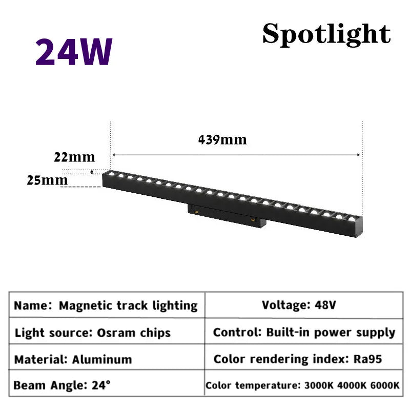 Magnetic Track Light Grille Flood Lamp Modern Embedded Flexible Linear Fixture LED Spotlight DC48V Ceiling Indoor Living