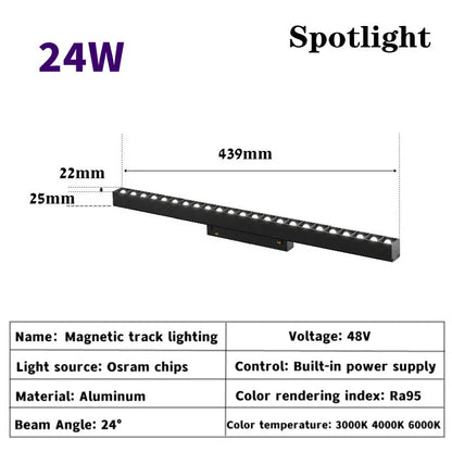 Magnetic Track Light Grille Flood Lamp Modern Embedded Flexible Linear Fixture LED Spotlight DC48V Ceiling Indoor Living