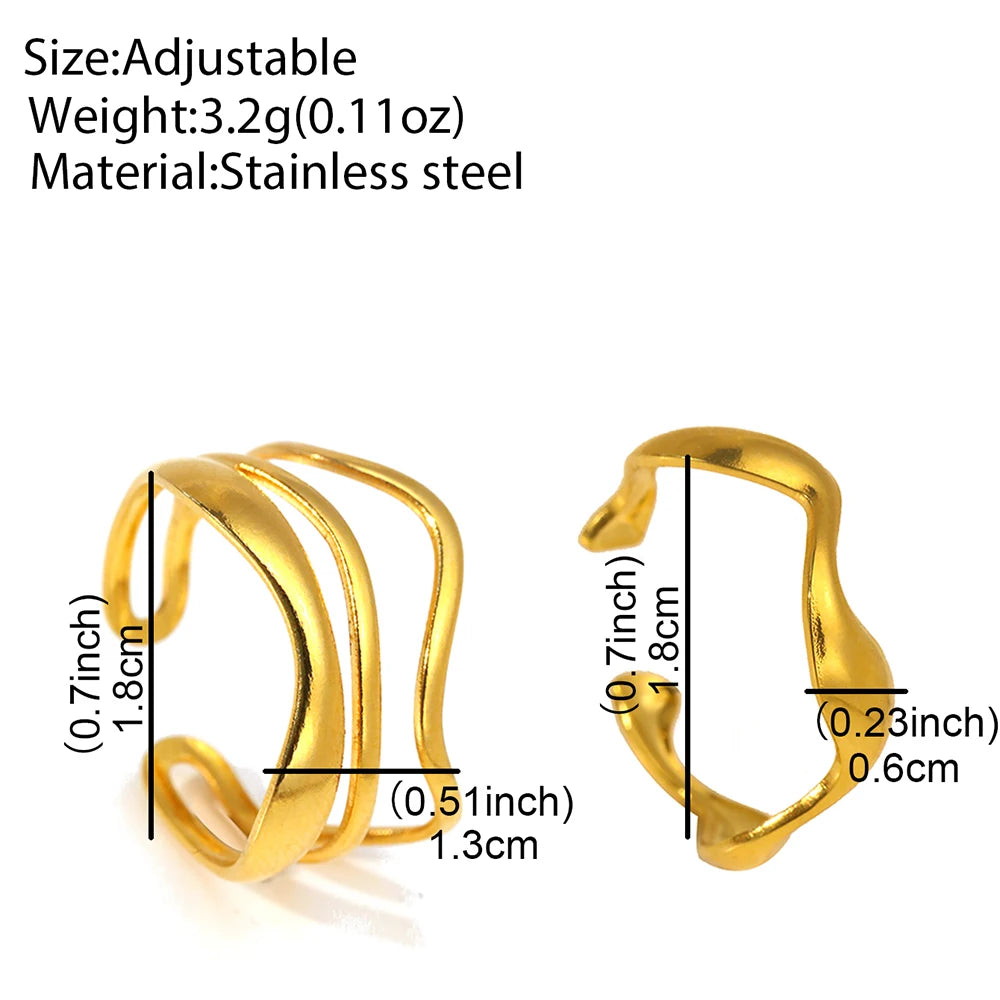 Stainless Steel Ring Asymmetric Cutout Design Exquisite Couple Rings For Women Jewelry Adjustable Gift for friends to each other