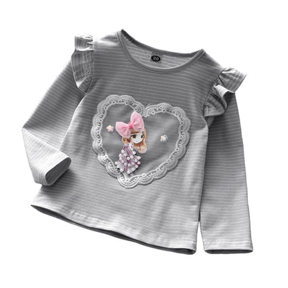 Children's Striped long t-shirt Spring and autumn base shirts new girls' cotton elastic long sleeved T-shirts baby girl tops
