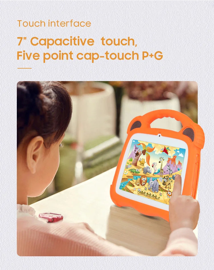 7 inch Android Kids Learning Tablet 3000mah 16GB Quad Core Android10 With tablet protective sleeve and tablet tempered film