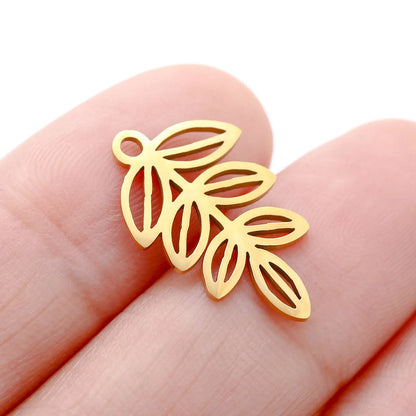 3PCs Stainless Steel Mini Flower Charms Tree Leaf Bird Pendant Necklace Diy Earring For Jewelry Making Findings Wholesale