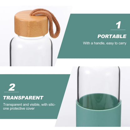 Outdoor Glass Cup Mini Water Bottles Student Water Bottles Portable Water Cup Drinking Cup With Bamboo Cover