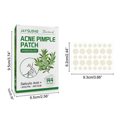 144pcs Acne Pimple Patches Translucent Matte Hydrocolloid Salicylic Acid Tea Tree Oil For Inflamed Acne Improve Whiteheads