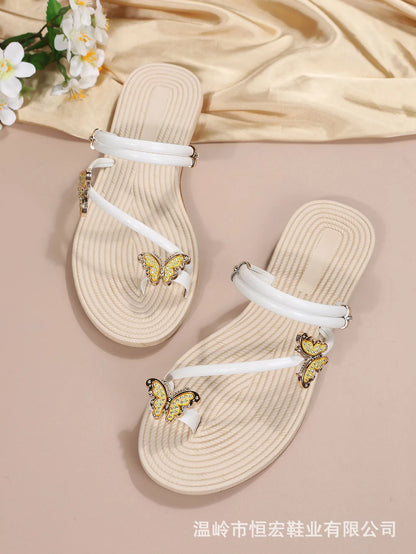 2023 New Butterfly Toe Sandals, Beach Sandals, Occidental Slippers, Chinese Feminis  Wedding Shoes Bride  Womens Shoes