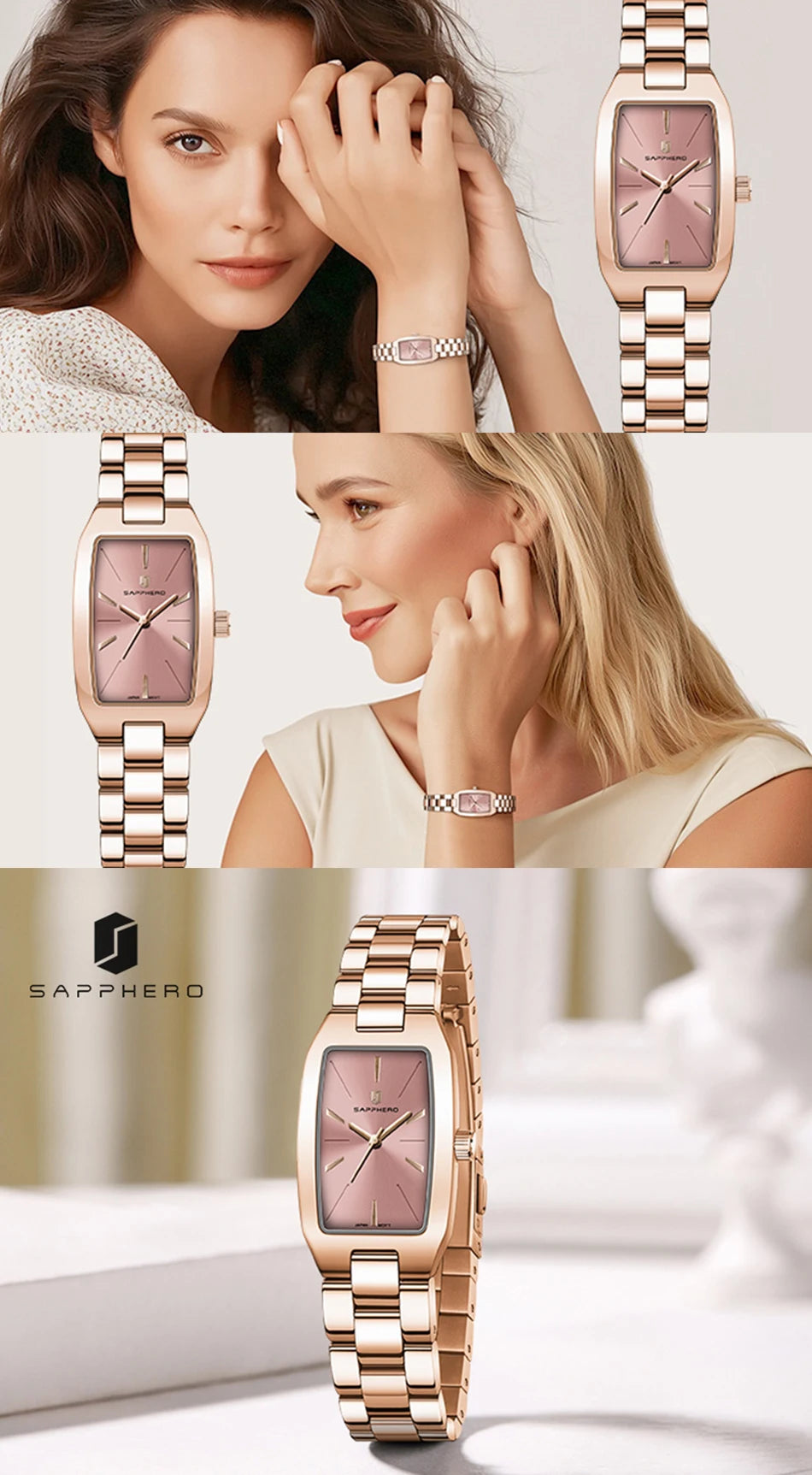 SAPPHERO Women's Quartz Watch Elegant Rose Gold Watch Waterproof 30M Watch Slim Ultra-Thin Watch Premium Gift Box Set Watch