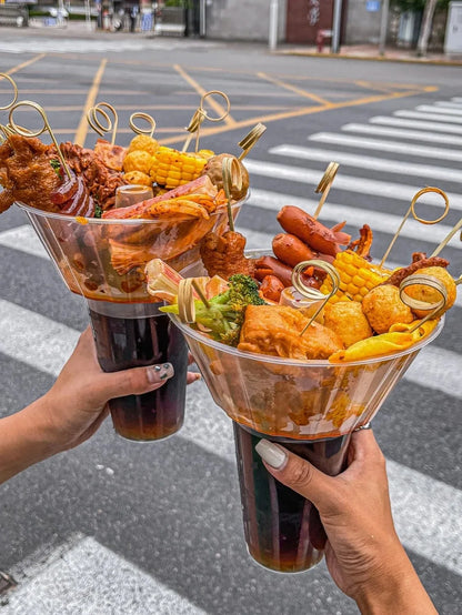 2PCS 2In1 Drink Snack Cup Bowl Bubble Milk Tea Fruit Portable Cups Stadium Tumbler Desserts Fondue Coke Water Bottle Adults Kids