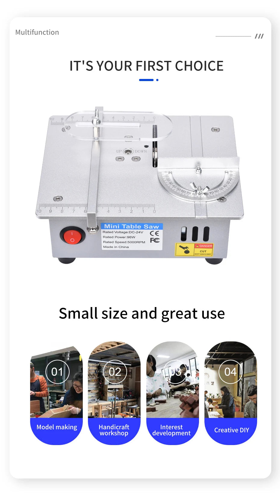 Mini Table Saw for Model Making and Crafts Compact Table Saw Benchtop Saw DIY Bench Saw Desktop Cutting Tool Hobby Saw