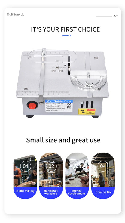 Mini Table Saw for Model Making and Crafts Compact Table Saw Benchtop Saw DIY Bench Saw Desktop Cutting Tool Hobby Saw