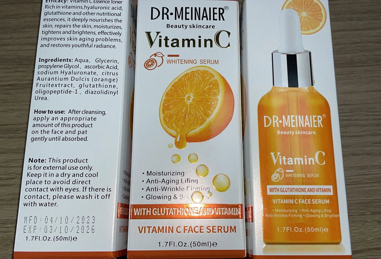 50ml*2pcs Vitamin C Face Serum, Brightens, Hydrates and Reduces Signs of Aging, with Vitamin C, Hyaluronic Acid for Glowing Skin