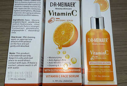50ml*2pcs Vitamin C Face Serum, Brightens, Hydrates and Reduces Signs of Aging, with Vitamin C, Hyaluronic Acid for Glowing Skin